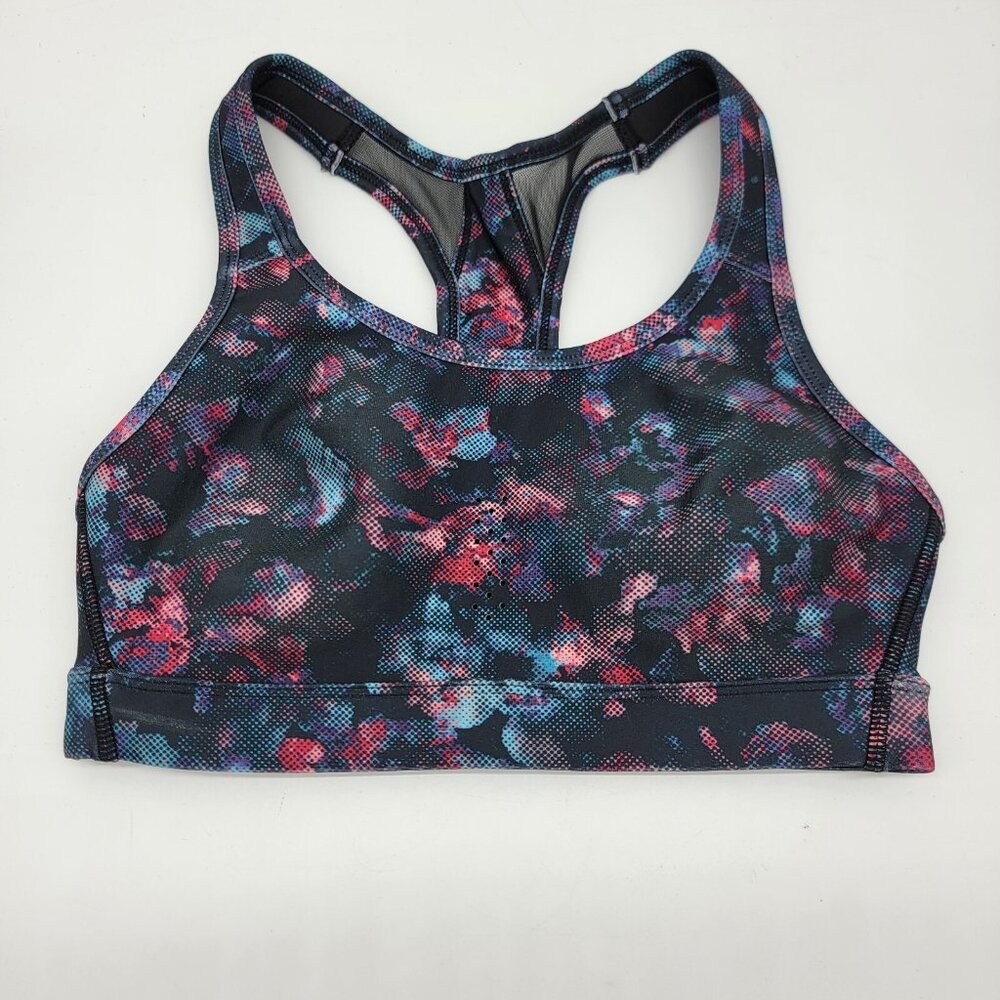 Avia Sports Bra Sz S Women Molded Cup Black Floral Abstract Print‎
